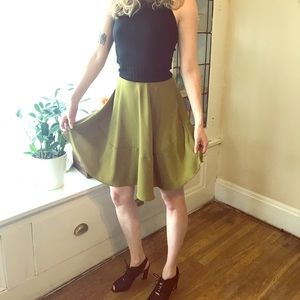 Flowy, fun, chartreuse, silky skirt!